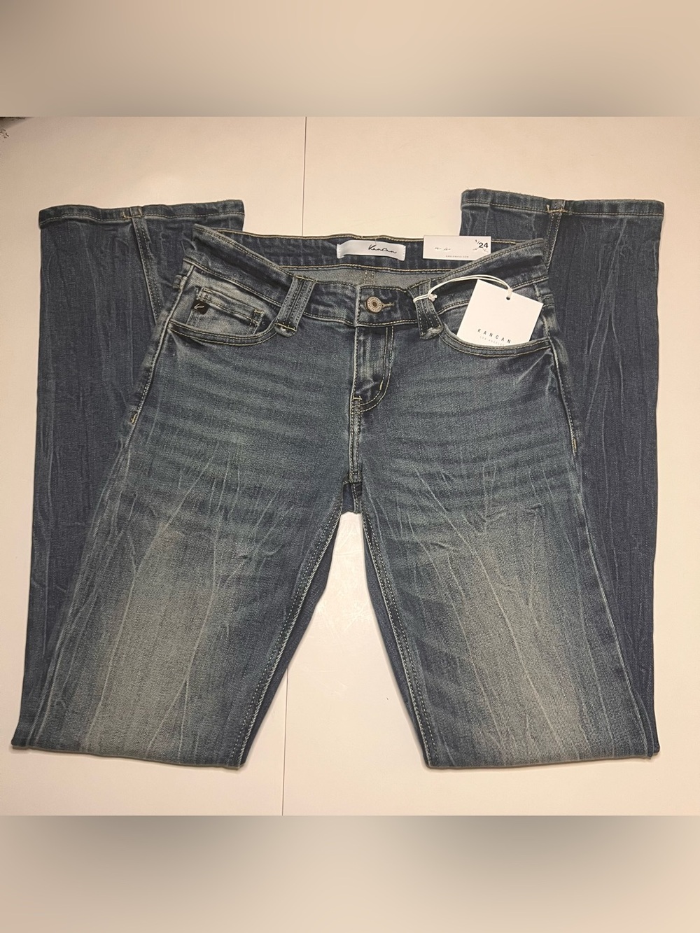 KanCan Jewel Low Rise Bootcut Jeans XS 1 24 NWT Twist Seam 31 Inseam